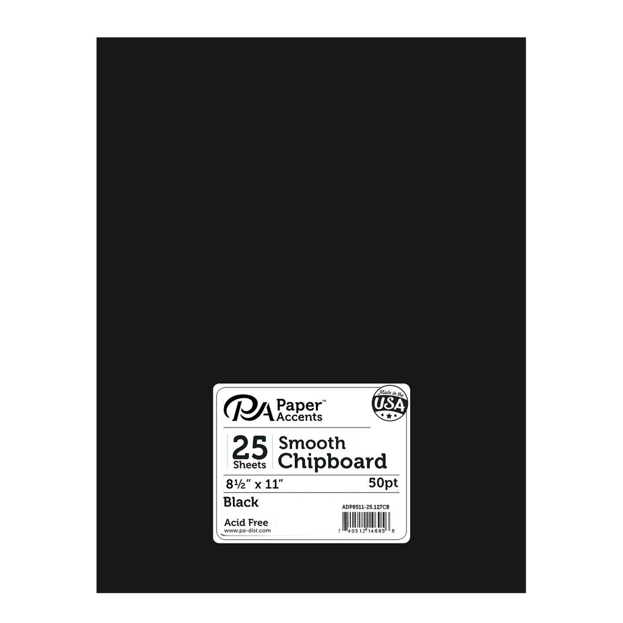 Accent Design Paper Accents Chipboard 8.5"x11" 1X Heavy 50pt Black, 25pc – Durable Book Board for DIY Projects, Book Binding Board, Black Chipboard Sheets for Crafts